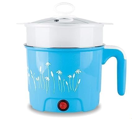 NYTK RETAIL Electric 1.8 Litre Mini Cooker Kettle with Glass Lid Base Concealed Base Cooking Pot Noodle Maker Egg Boiler hot Pot Vegetable and Rice & Pasta PorridgeTravel Cookers and Steamer, Blue