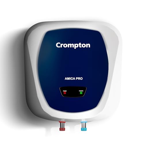 Crompton Amica Pro 15-L, 5 Star Rated Storage Water Heater with Superior Glassline Coated Tank, Powerful 2000W Heating Element, Rust Proof Plastic Body and Advanced 3 Level Safety (White and Blue)