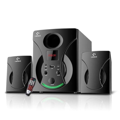 IKALL IK22 Premium 2.1 Channel Speaker System | 40W Powerful Sound | Bluetooth, USB, Aux Connectivity | Stylish Design | Remote Control | 1 Year Warranty