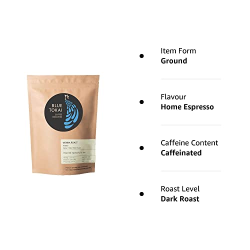 Blue Tokai Coffee Roasters Vienna Roast - Dark Roast (Home Espresso Grind) 250g| Made With 100% Specialty Grade Arabica Freshly Roasted Ground Coffee, Bag