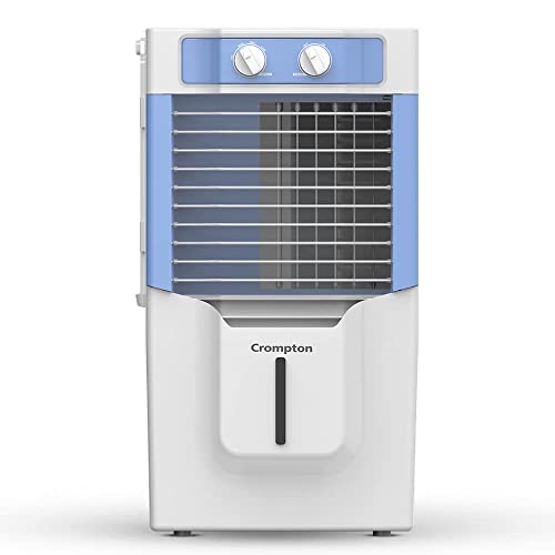 Crompton Ginie Neo Table-Top Personal Air Cooler- 10L; with 4-Way Air Deflection and High Density Honeycomb pads; White & Blue