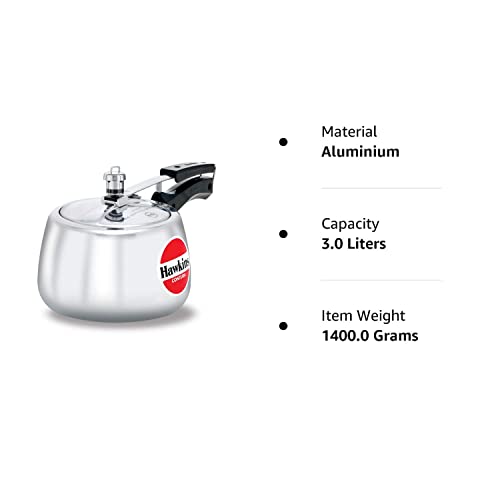 Hawkins 3 Litre Contura Pressure Cooker, Handi Inner Lid Cooker, Silver (HC30)