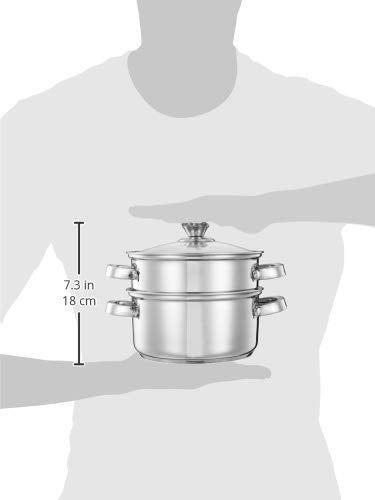 Amazon Brand - Solimo Stainless Steel Induction Bottom Steamer/Modak/Momo Maker with Glass Lid (2 litres)