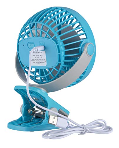 Bajaj Pygmy Mini Fan 110mm | USB Charging Fan | Multi-Clip Function | Rechargeable Fan| Battery Fan| 4-Hr Back-up| Silent Operation| Longer Battery Life| Energy Efficient| Portable Fan| Blue Table Fan