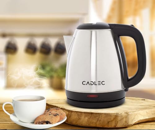 CADLEC Crystal 1.5L Stainless Steel Electric Kettle | 2-Year Replacement Warranty | Swift Boil | Auto Shut-Off | Multi-Use For Tea/Coffee, Noodles, And Soups (Silver, 1500 Watts), 1500ml