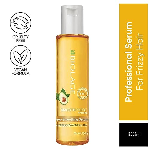 Biolage Professional Anti-Frizz 6-in-1 Hair Serum for Dry and Frizzy Hair, Up to 72HR Frizz Control, With Avocado Oil, Hair Serum for Women and Men, Serum for Hair Smoothing, Vegan&Cruelty-Free, 100ml