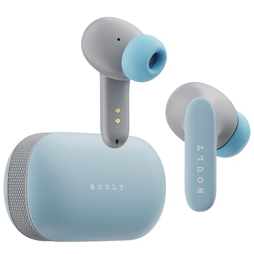 Boult Audio Newly Launched Z20 Pro, Truly Wireless Bluetooth Ear Buds with 60 Hours Playtime, 4 Mics Clear Calling, 45ms Low Latency, Rich Bass Drivers, TWS Earbuds Bluetooth Wireless (Powder Blue)