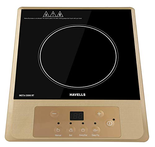 Havells Induction Cooktop Insta Cook - RT|4 Cooking Options|Glass Ceramic Plate|Soft Touch|Auto Pan Detection|Energy Efficient|Double MOV|3 Yr Coil & 1 Yr Product Manufacturer Warranty| Brown Black