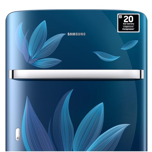 Samsung 189 L, 5 Star, Digital Inverter, Direct-Cool Single Door Refrigerator (RR21D2H259U/HL, Paradise Bloom Blue, Base Stand Drawer, 2024 Model)