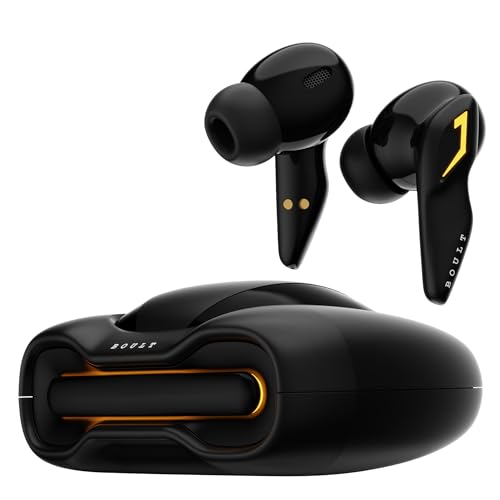 Boult Audio UFO Truly Wireless in Ear Earbuds with 48H Playtime, Built-in App Support, 45ms Low Latency Gaming, 4 Mics ENC, Breathing LEDs, 13mm Bass Drivers Ear Buds TWS, Made in India (Black Gloss)