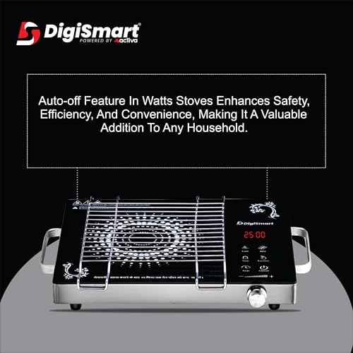 DIGISMART Emerald Induction 2500 Watts Stove Auto-Off Safety Works with All Cookware, Glass Top Design, Soft Touch Controls come with 1 Year Warranty (Black)