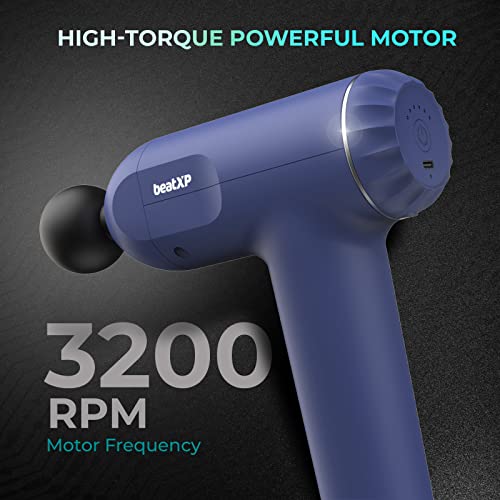 beatXP Bolt Deep Tissue Massage Gun | Percussion Muscle Massager for Full Body Pain Relief of Neck, Shoulder, Back, Foot for Men & Women Up to 1 Year Warranty by beatXP (Royal Blue)