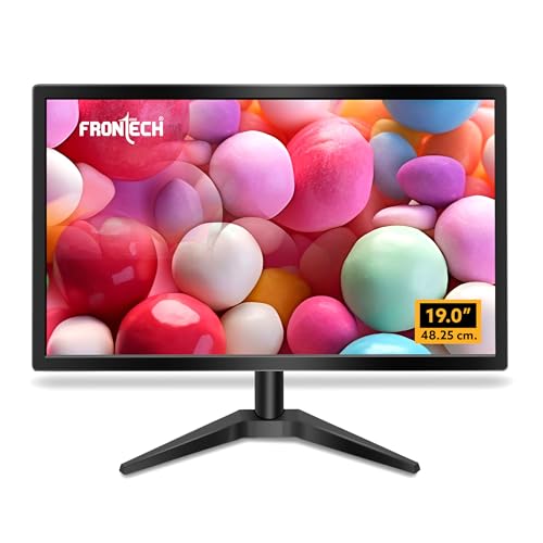 FRONTECH 19 Inch HD LED Monitor | Refresh Rate 60 Hz,1440 x 900 Pixels | Wall Mountable Slim & Stylish Design with 16.7M Colors | HDMI & VGA Ports,Built-in Power Supply (MON-0071,Black)