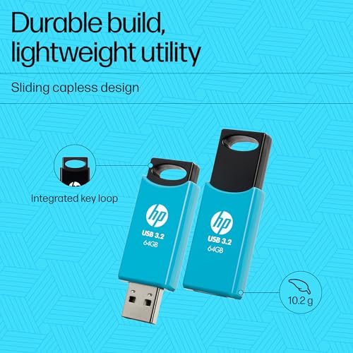 HP 712w 64GB USB 3.2 Flash Drive- Blue