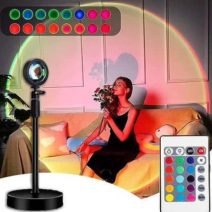 Desidiya® Sunset Lamp Projection: Romantic 16 Colors Changing Night Light with Remote for Family Atmosphere, Perfect for Adults, Children, Couples, Bedroom.