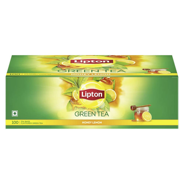 Lipton Honey Lemon Green Tea Bags 100 pcs, All Natural Flavour, Zero Calories - Improves Metabolism & Reduces Waist