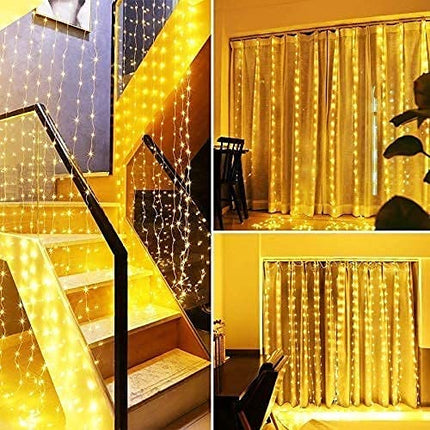 Desidiya 8 Modes Curtain Lights 300 LEDs 10 Fairy Light 3Mtr Each Indoor/Outdoor Decoration for Diwali, Christmas, Wedding, Party, Home, Patio Lawn with Remote and USB Power Supply (White), 3 meters