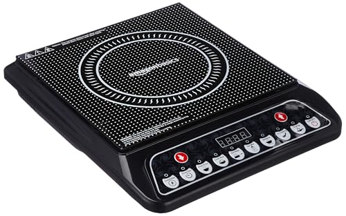 Amazon Basics Induction Cooktop with 1400-Watt Power | Toughened Plate | LED Display | Auto Shut Off (Black)