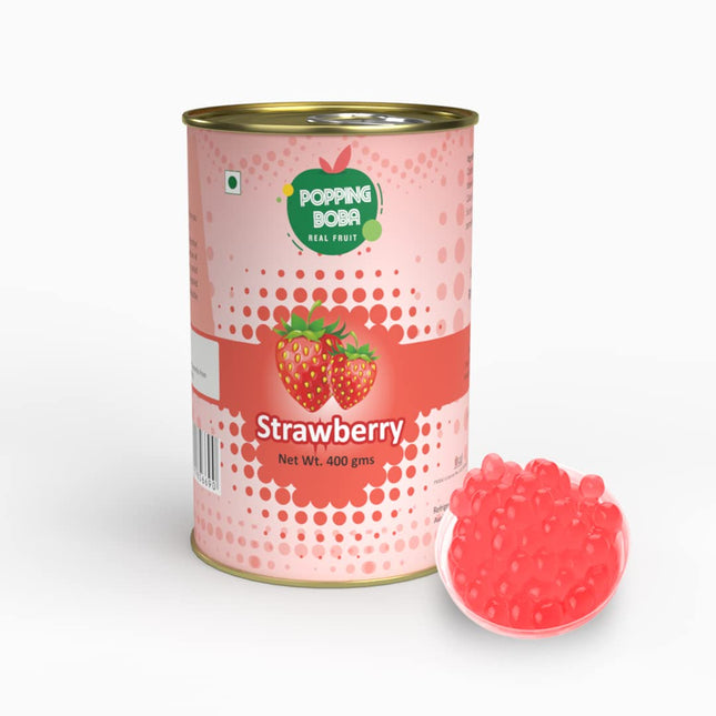 The Tea Planet Strawberry Popping Boba for Bubble Tea, Milkshakes, Ice Cream and Yogurt(400gm)