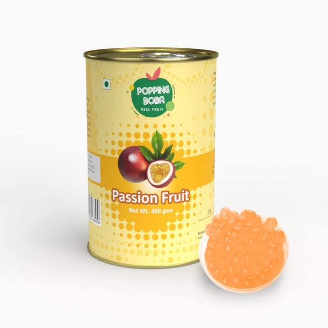 The Tea Planet Passion Fruit Popping Boba for Bubble Tea, Milkshakes, Ice Cream and Yogurt(400gm)