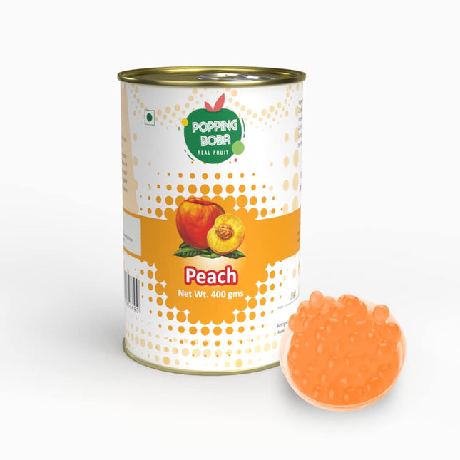 The Tea Planet Peach Popping Boba for Bubble Tea, Milkshakes, Ice Cream and Yogurt(400gm)