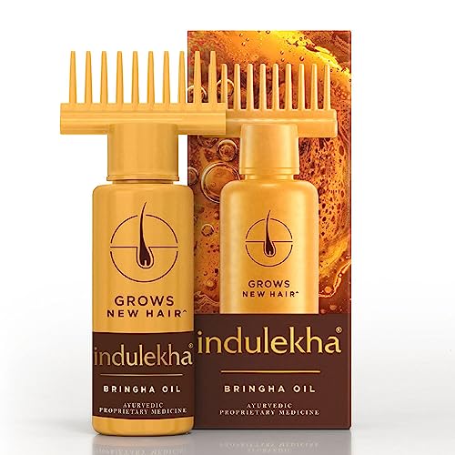 Indulekha Bringha Ayurvedic Hair Oil 100 ml|| Hair Fall Control and Hair Growth with Bringharaj & Coconut Oil - Comb Applicator Bottle for Men & Women