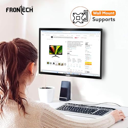 FRONTECH 19 Inch HD LED Monitor | Refresh Rate 60 Hz,1440 x 900 Pixels | Wall Mountable Slim & Stylish Design with 16.7M Colors | HDMI & VGA Ports,Built-in Power Supply (MON-0071,Black)