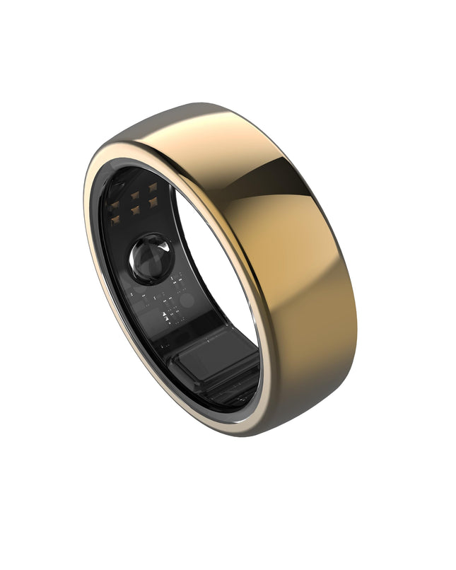 aaboRing, Health & Fitness Tracker Smart Ring, Advance Sleep Monitoring, Stress & Activity Tracking, Titanium, IP68 Waterproof (US Size No 9, Wireless - Glittering Gold)