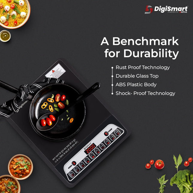 DIGISMART Mark-1 Induction Cooktop (2000 Watts) |Indian Menu Option|Automatic power & temperature adjustment|Protection against insects Induction