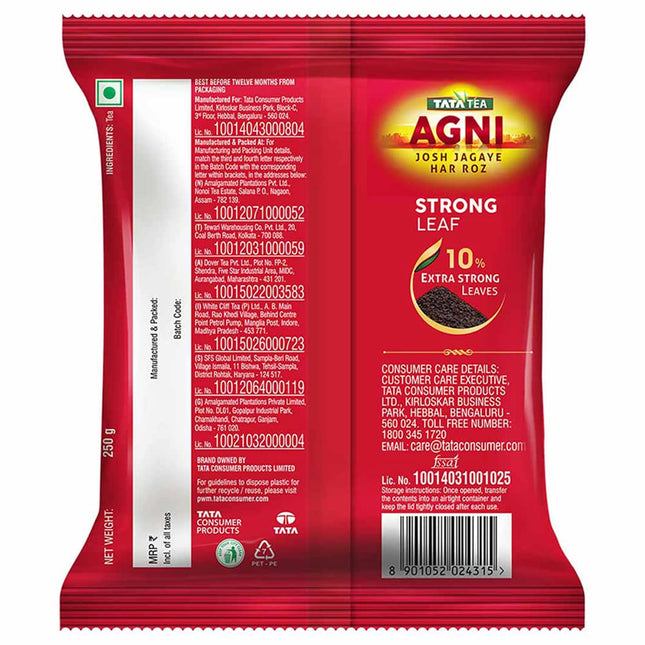 Tata Tea Agni | Strong chai With 10% Extra Strong Leaves | Black Tea | 250g