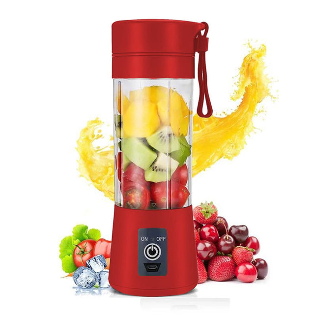 ALWAFLI Portable Blender Electric Juicer 6 Blade USB Rechargable Blender Shaker for Juices, Shakes and Smoothies (Red)