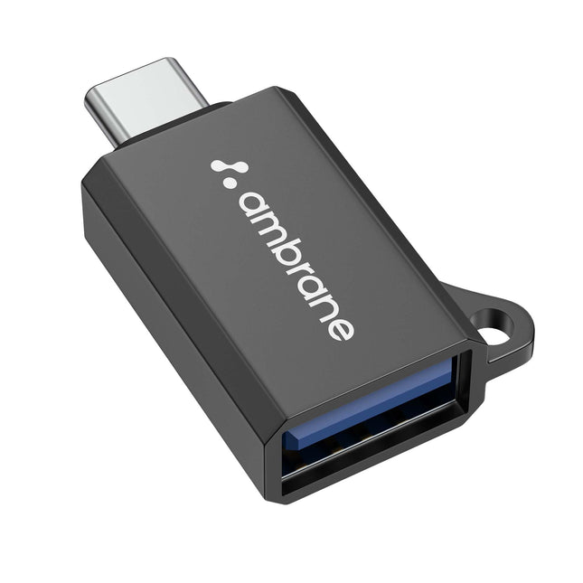 Ambrane USB Type C Male to USB Female OTG Adapter, Compatible with MacBook Pro/Air, Galaxy S20 S20+ Ultra Note 10 S9 S8 and All Type-C Devices,Portable and High-Speed Data Transfer