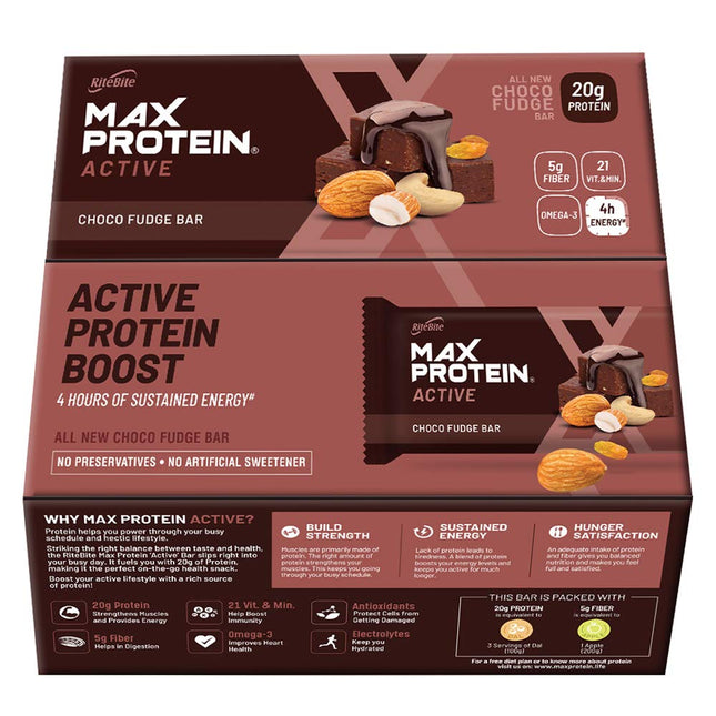 RiteBite Max Protein Choco Fudge Bars - 75 g (Pack of 12)