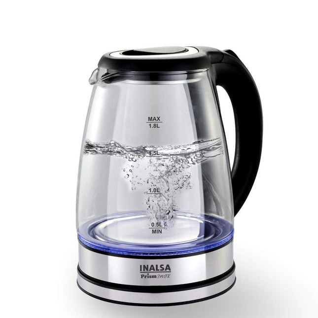 INALSA Electric Kettle for Hot Water |1.8 L Capacity| LED Illumination & Boro-Silicate Body| 2 Year Warranty|Multipurpose Electric Kettle| Water Boiler (Prism Inox)