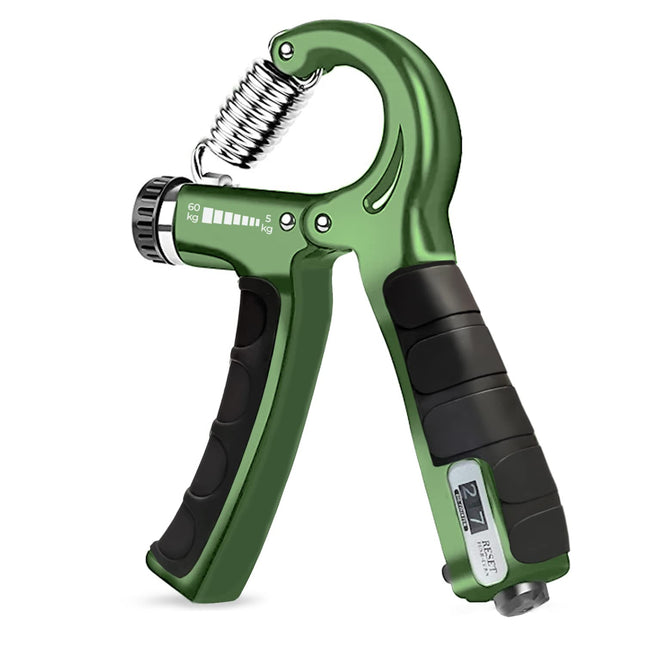 Boldfit Adjustable Hand Grip Strengthener, Hand Gripper With Counter for Men & Women for Gym Workout Hand Exercise Equipment for Forearm Exercise, Finger Exercise Power Gripper - Army Green - 60kg