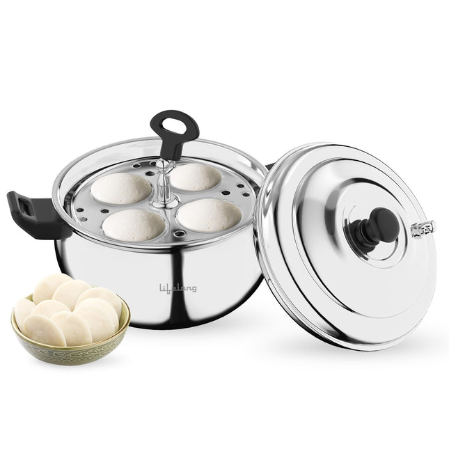 Lifelong Idli Cooker 3 Plate | 12 idlis | Stainless Steel Idli Cooker, Induction and Gas Stove Compatible Idli Maker (LLIDCKR03, Steel Silver)