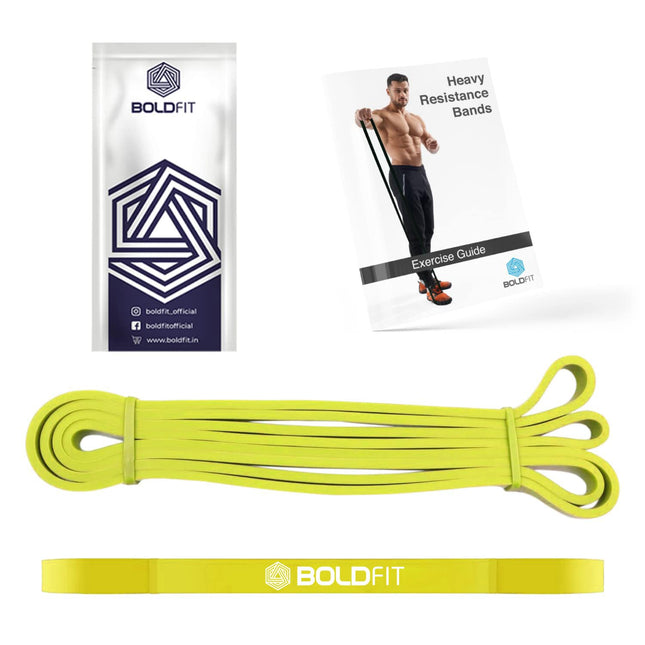 Boldfit Natural Rubber Heavy Resistance Band For Workout Set Exercise&Stretching Pull Up Bands For Home Exercise For Gym Men&Women Resistance Bands Loop Bands Toning Bands Resistance,Yellow (3-7 Kg)