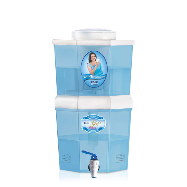 KENT Gold Optima 10-Litres Gravity Based Non-electric Water Purifier (Aqua Blue/White)