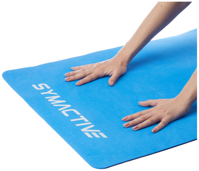 Amazon Brand - Symactive 4mm Anti-Skid Lightweight Sweat/Dirt Proof EVA Yoga Mat for Gym & Outdoor Workout for Men/Women (Blue)