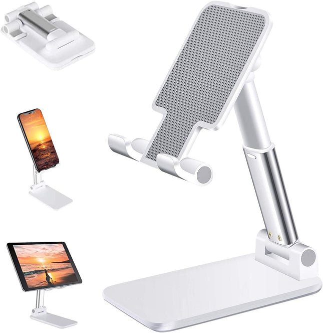 Dyazo Telescopic Multi Angle Adjustable and Foldable Mobile Phone Tabletop Stand, Anti Slip and Scratch Resistant, Compatible for Samsung Galaxy, MI, Vivo, iPhone, Oppo and All Mobile Phones- White