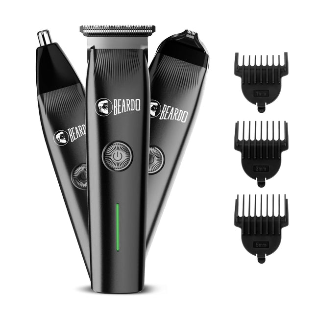 Beardo Ape-X Prime 3-in-1 Multipurpose Trimmer for Men | Grooming Kit : Beard Trimmer, Precision Trimmer, Ear & Nose Trimmer | Stainless Steel self-sharpening blades | Type C charging | Gift For Brother | Gift For Friends