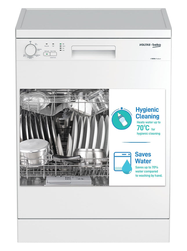 Voltas Beko 14 Place Settings (DF14W, White, Inbuilt Heater)