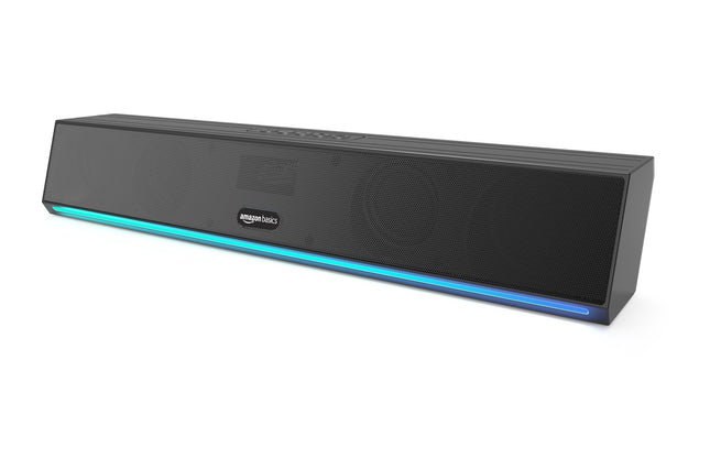 amazon basics X20G 16W Bluetooth Soundbar with 2000mAh Battery | 2X Bass | Up to 7 hrs of Playback | RGB Lights | Bluetooth 5.3, Aux & USB Connectivity (Black)