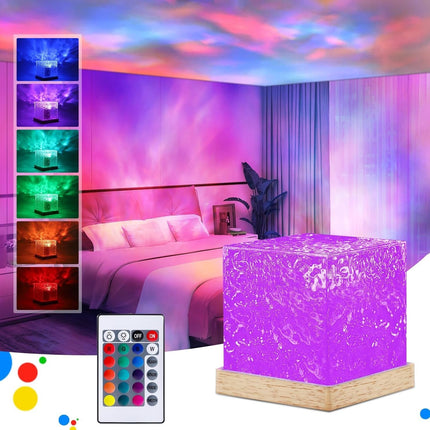 Desidiya® Projector Lights Ocean Wave, Romantic Warm Ocean Wave Water Night Light Projector 3D Water Wave Effect, Romantic LED Light Projector Projection Lamps Crystal Table Lamp for Bedroom Decor