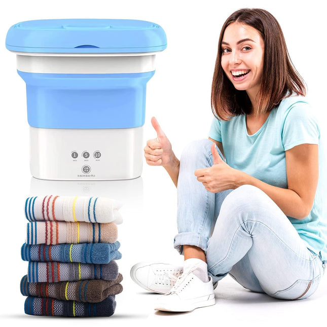 TR Tinsrom Washing-Machine-Portable-Mini-Foldable-Washer-and-Spin-Dryer-Small-Foldable-Bucket-Washer-for-Camping-RV-Travel-Small-Spaces-Lightweight-and-Easy-to-Carry