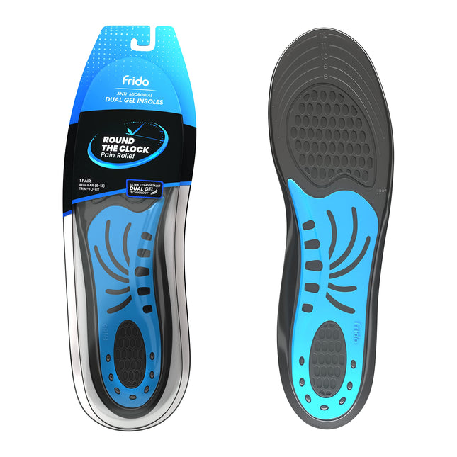 Frido Dual Gel Heavy Duty Trimmable Insoles, For Loose Shoes or Replacing Existing Insoles, Thick Shoe Inserts, Extra Comfort and Support, Proudly Made in India, (Size 8-13 UK) - Pack of 1 Pair