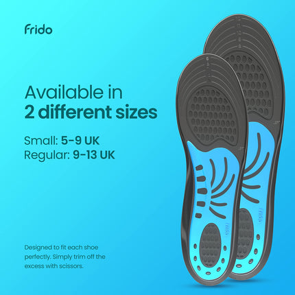 Frido Dual Gel Heavy Duty Trimmable Insoles, For Loose Shoes or Replacing Existing Insoles, Thick Shoe Inserts, Extra Comfort and Support, Proudly Made in India, (Size 8-13 UK) - Pack of 1 Pair