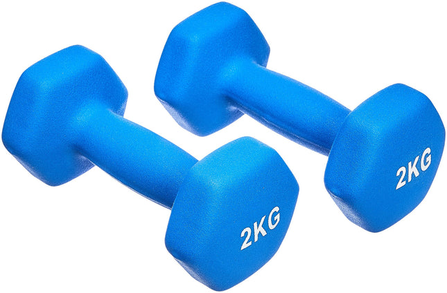 amazon basics Neoprene Dumbbell Pair, 2 x 2Kg, Blue