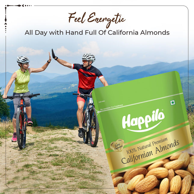 Happilo 100% Natural Premium California Almonds 200 g Dried | Badam Giri | High in Fiber & Boost Immunity | Real Nuts | Gluten Free & Zero Cholesterol