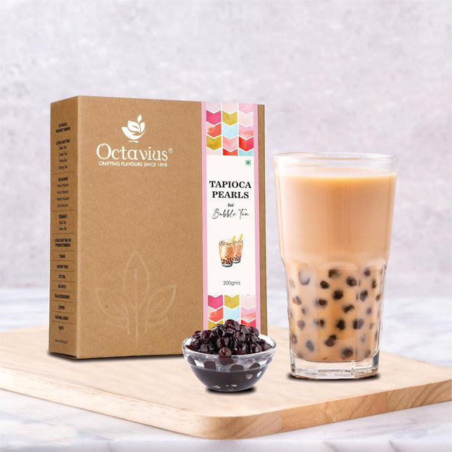 Octavius | Bubble Tea Tapioca Pearls - 200 Gm With 5 Thick Straws | Bubble Tea, Tapioca Pearls For Bubble Tea, Boba Drink, Bubble Tea Straws, Boba Tea